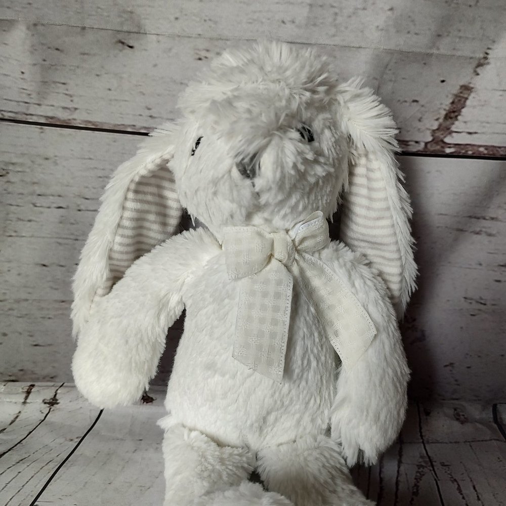 Burton & Burton 12" Bunny White Plush Grey Nose Stitched Eyes Nose Rabbit Easter